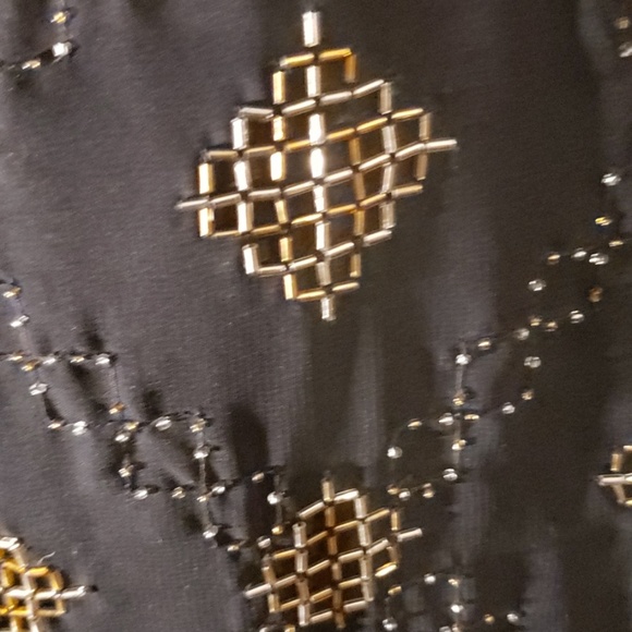 A black and gold silk evening dress - Picture 3 of 5